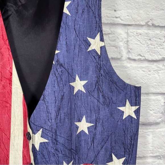 Vintage 111 Main Patriotic Stars & Stripes American Flag Vest Size S/M - Picture 6 of 10